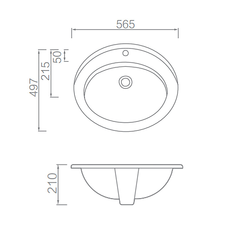 AP401A Oval Ceramics Wash Basin Under Counter For WC Bathroom