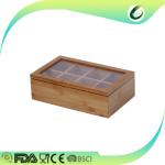 High quality small bamboo tea packaging box with glass lids