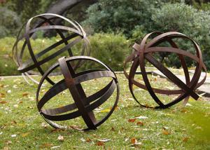 Wholesale Hollow Corten Steel Lawn Ball Rusted Metal Garden Sculptures Custom Size from china suppliers