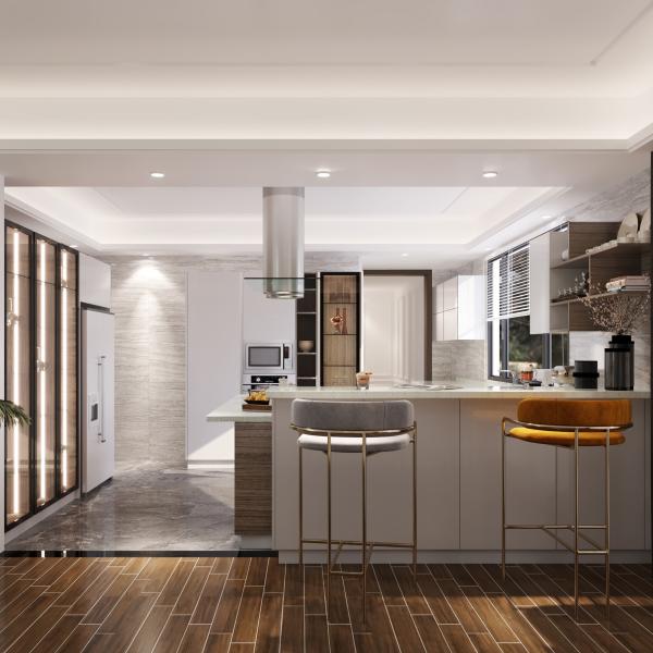 High Glossy Lacquer Melamine Board Modern Kitchen Cabinet with Acrylic Door