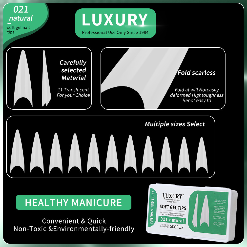Long Coffin False Nails Press On Full Cover Ballerina Fake Acrylic Nail Tips 11 Sizes