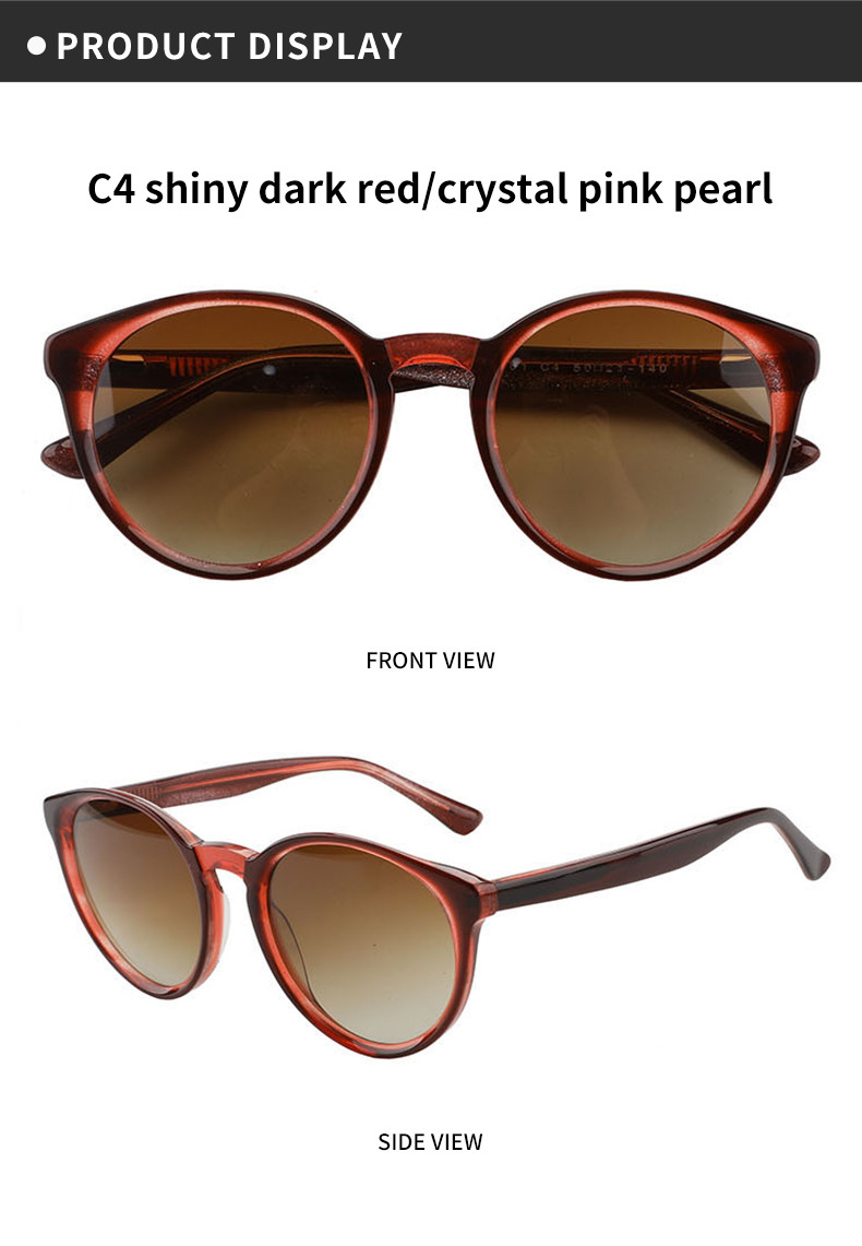 UV400 Lens Retro Round Acetate Sunglasses 4 Color OEM For Women Men