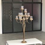 Circle Metal And Crystal Candelabra 10 Arms 3 Arm Gold Wedding Centerpieces
