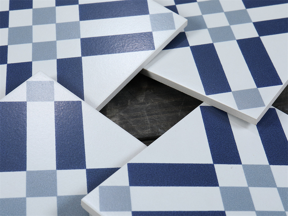 200x200mm waterproof Wall Ceramic Rustic Tiles For Balcony And Blue And White Indoor Floor Tiles For Bathroom