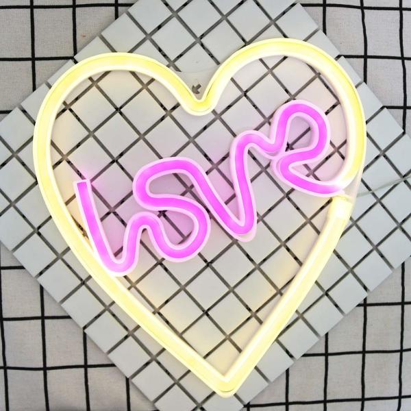 Love Heart Wall Hanging Decor LED Neon Sign Light Wedding Christmas Party Home