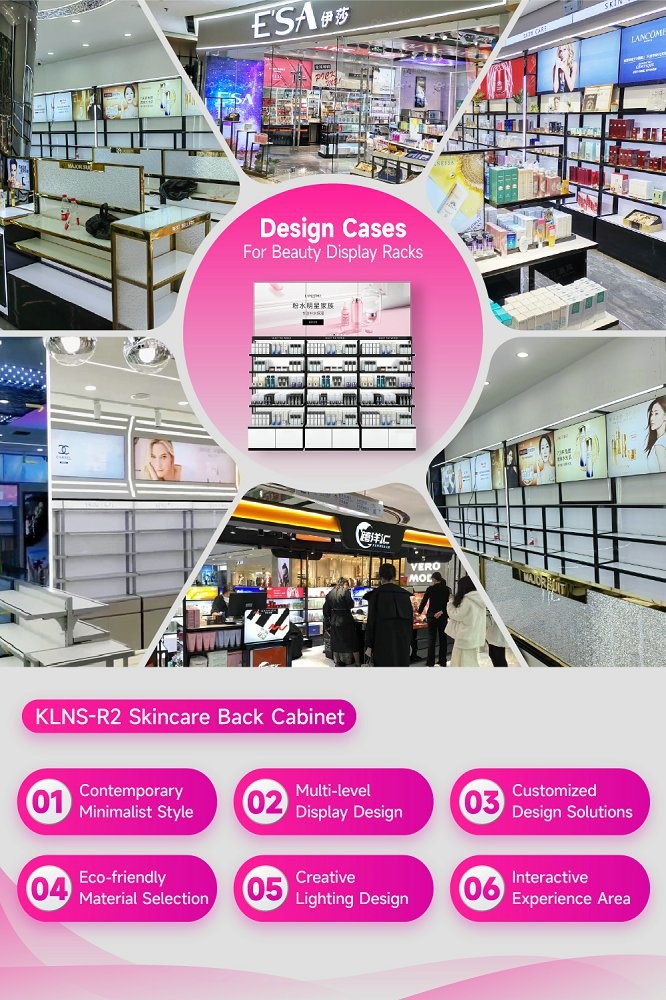 KLNS-R2 Translucent Panels Skincare Display Cabinet with Black Aluminum Slots
