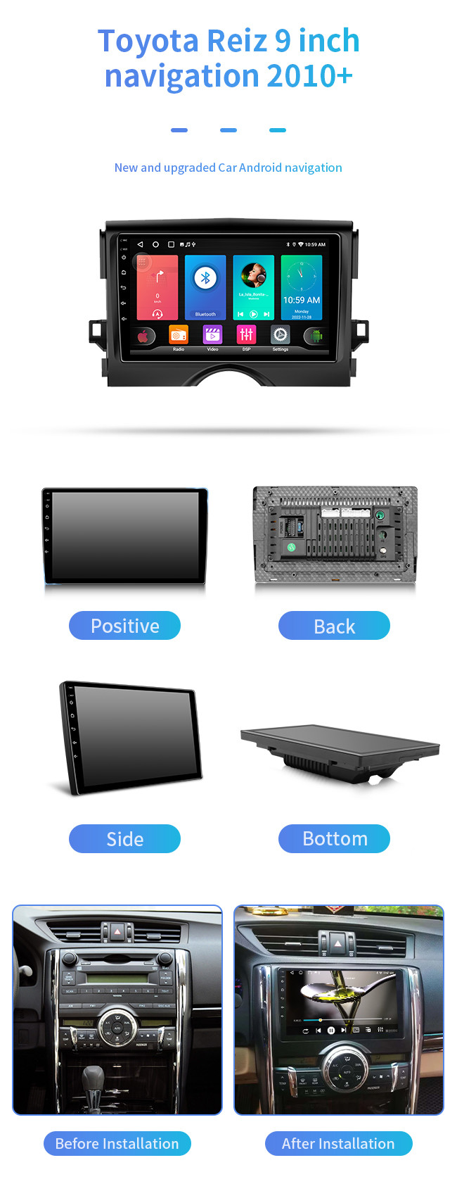 Carplay GPS Car Computer 9 Inch For Toyota Reiz 2010+Touch Screen Car Navigation