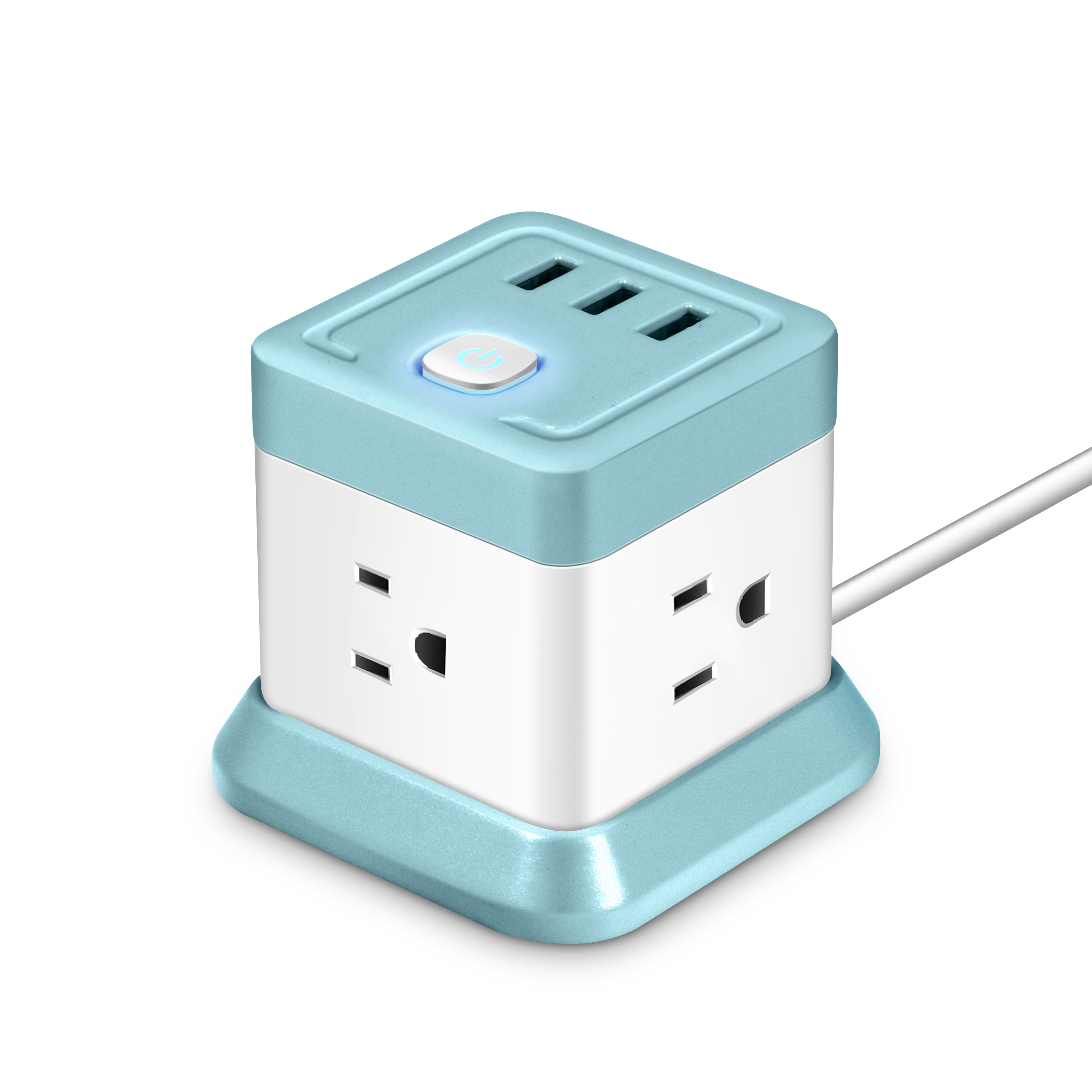 16awg*3 Travel USB Power Tower Desktop Charger Station With Switch Control and 1.8M Cable