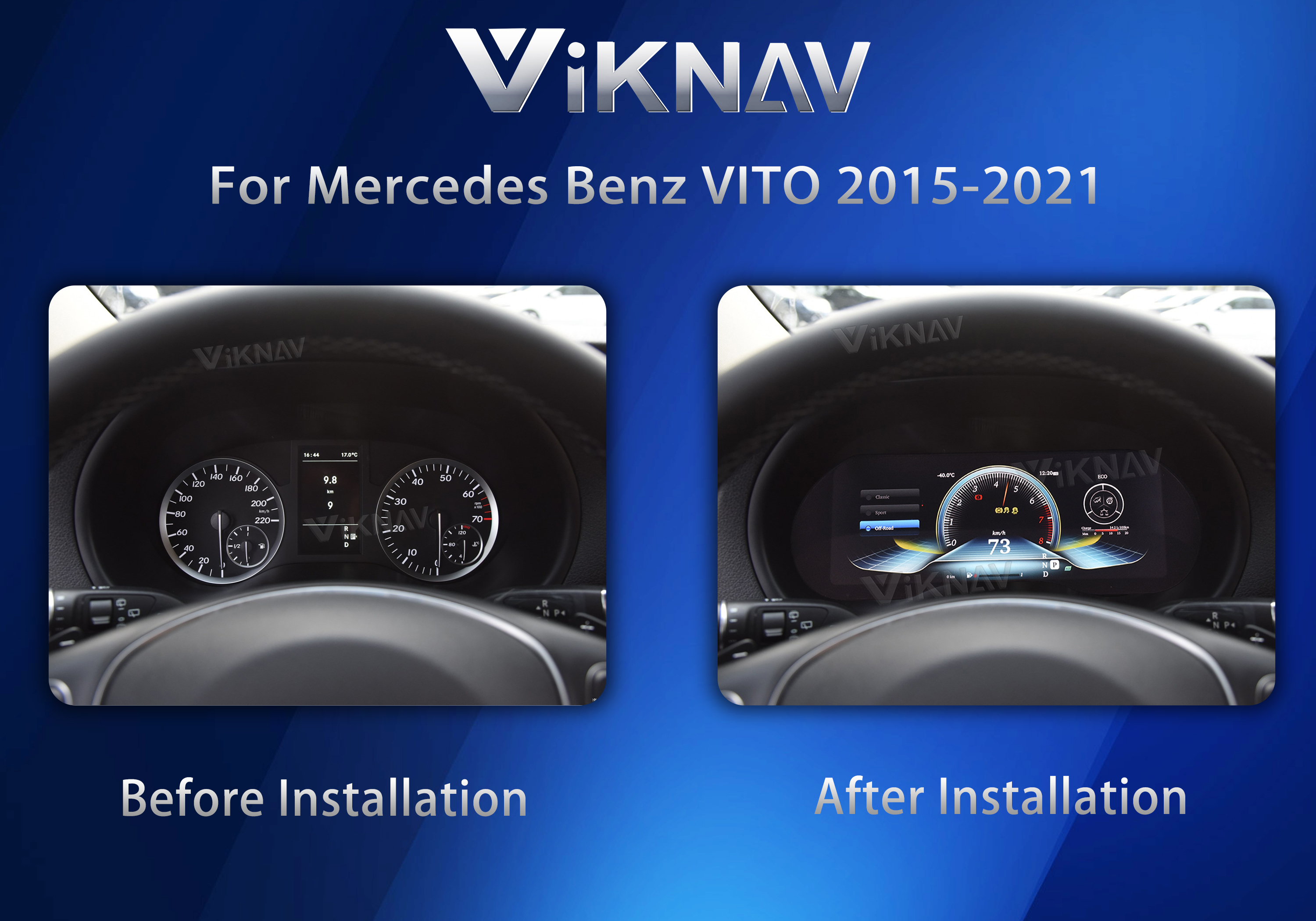 VIKNAV Digital Cluster Car SpeedoMeter For Mercedes Benz VITO 2015-2021