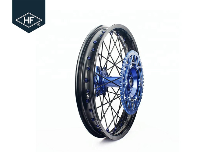 18 Inch CNC Aluminium Aftermarket Motorcycle Wheels , Black Motorcycle Rims With Hub