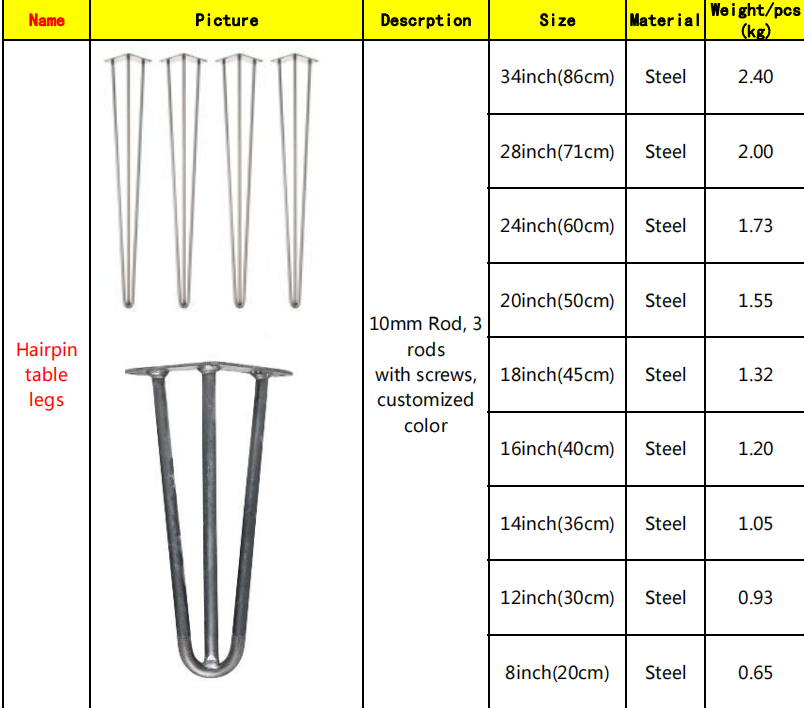 Heavy Duty Furniture Metal Legs Dining Hairpin Table Legs To Enhance Your DIY Projects