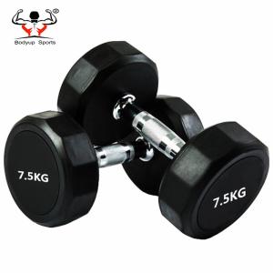 Wholesale Dodecagon Round Rubber Dumbbells , Gym Equipment Dumbbells Little Smell from china suppliers