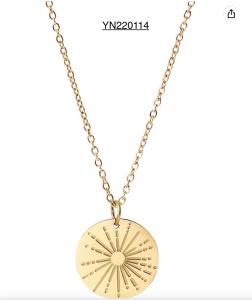 Wholesale Stainless Steel 14k Gold Necklace Sunflower Engraved Pendant Necklace For Party from china suppliers