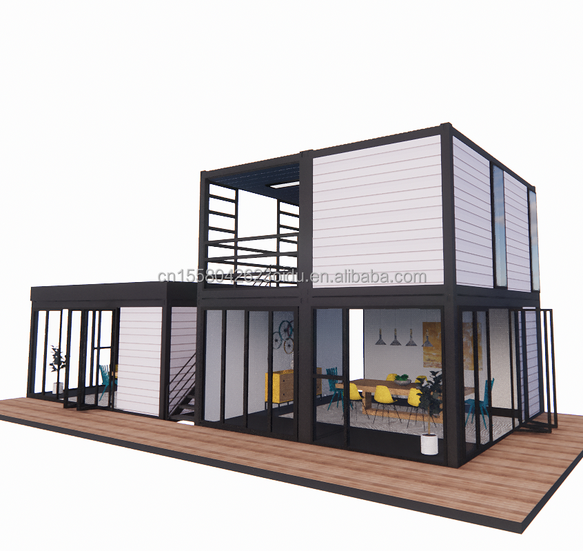 Wall 50/75/100mm Wave Sandwich Panel Customizable 20ft Container House Combination Three Bedrooms Four Bedroom Prefab with Carport Living Apart