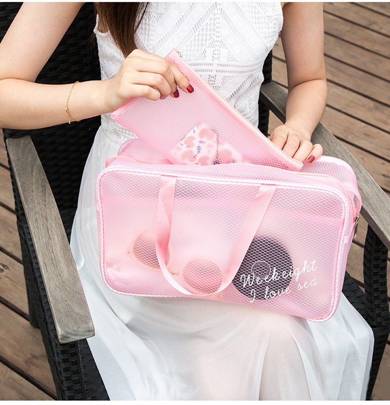 Pure Color Travel Portable Handle PVC Cosmetic Vanity Bag