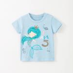 1.1M 43.3IN Girl Children'S Sports Shirts White Half Sleeve Top Navy Blue Oem