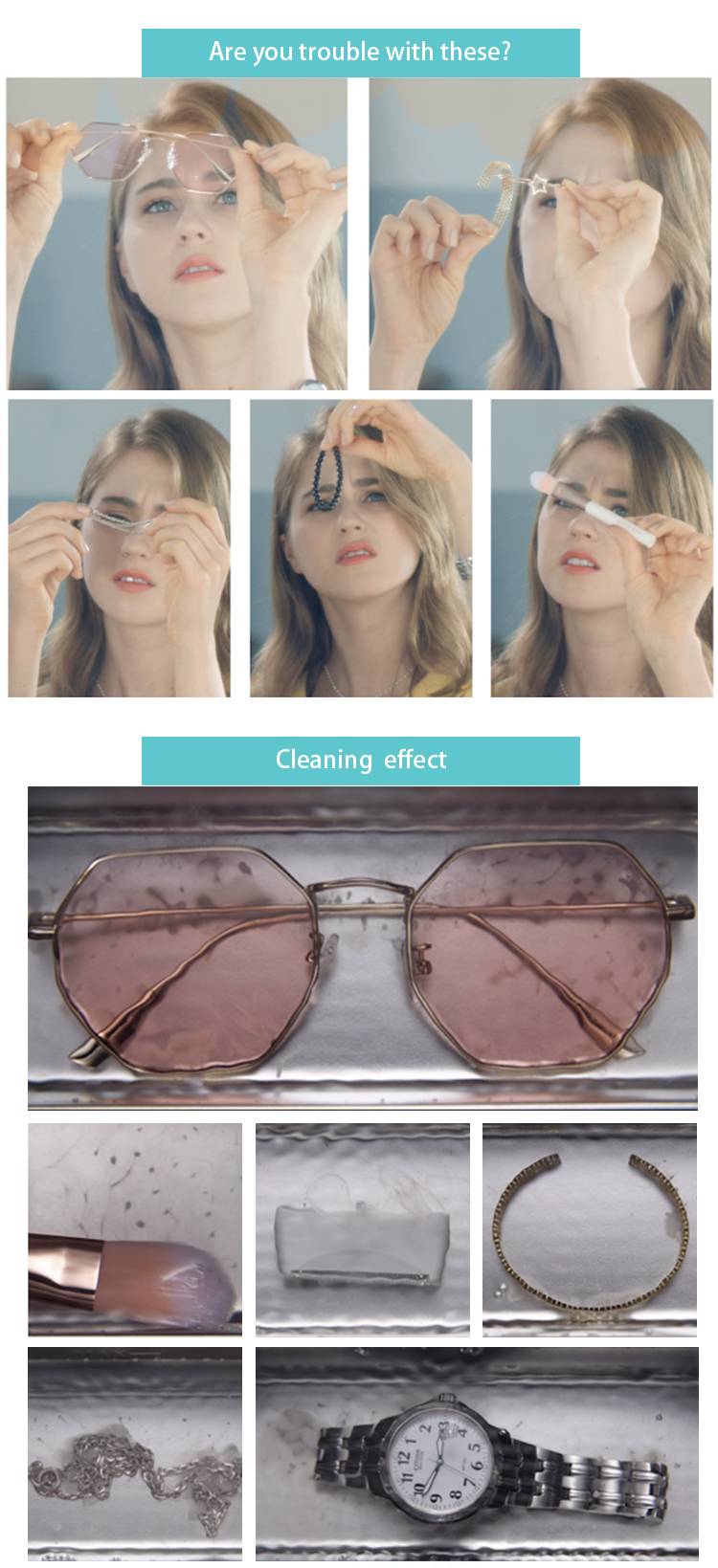Glasses Ring Ultrasonic Jewelry Cleaner Mini 600ml Ultrasonic Cleaner