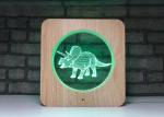 Dinosaur 3D LED Illusion Lamps Bedside ABS Wooden Base Input Voltage 4.5-5V