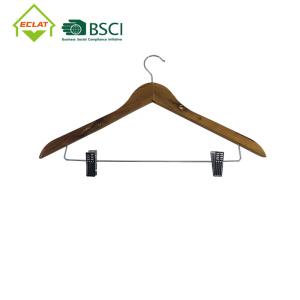 Wholesale 360 Degree Solid Wood Hangers , Swivel Hook Wooden Pants Hangers With Clips from china suppliers