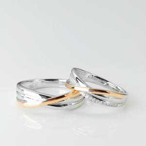 Wholesale Double Color Lines Design 18k Gold 10g Anniversary Couple Rings from china suppliers