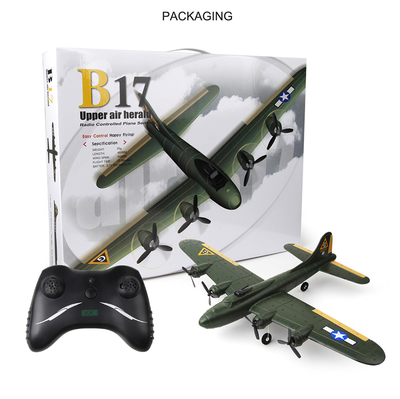 4 Channels Fx817 Remote Control Foam Aircraft Fixed Wing Model Glider B17 Bomber Toy Aircraft Package Includes USB Cable
