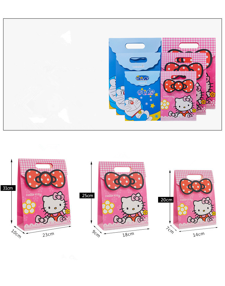 Eco-Friendly Custom Printed Doraemon and Kitt Cat Paper Bags for Children's Day