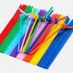 Colorful / Black Coffee Straws , Wedding Party Disposable Plastic Straws