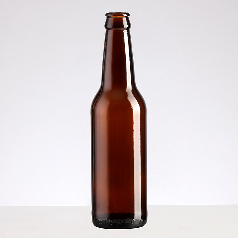 Glass Collar 330ml Flint Amber Cobalt Blue Bottle with Customized Logo and Crown Cap