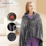 Electric Outer Shawl Blanket Coral Velvet Warm Wrap Cape Cloak Usb Charging