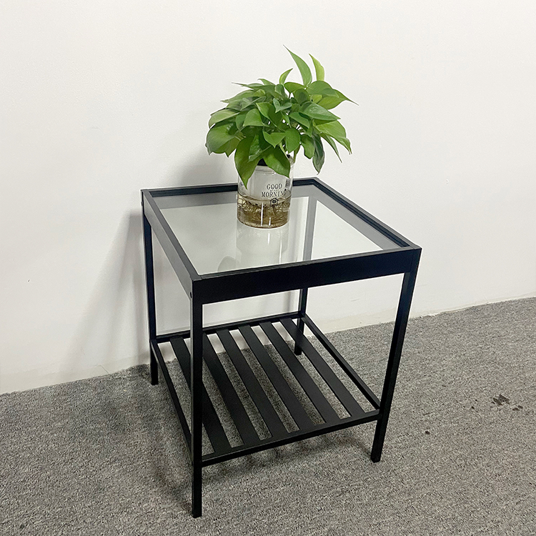 Iron Glass Bamboo Rattan Bedside Table Nightstand ODM