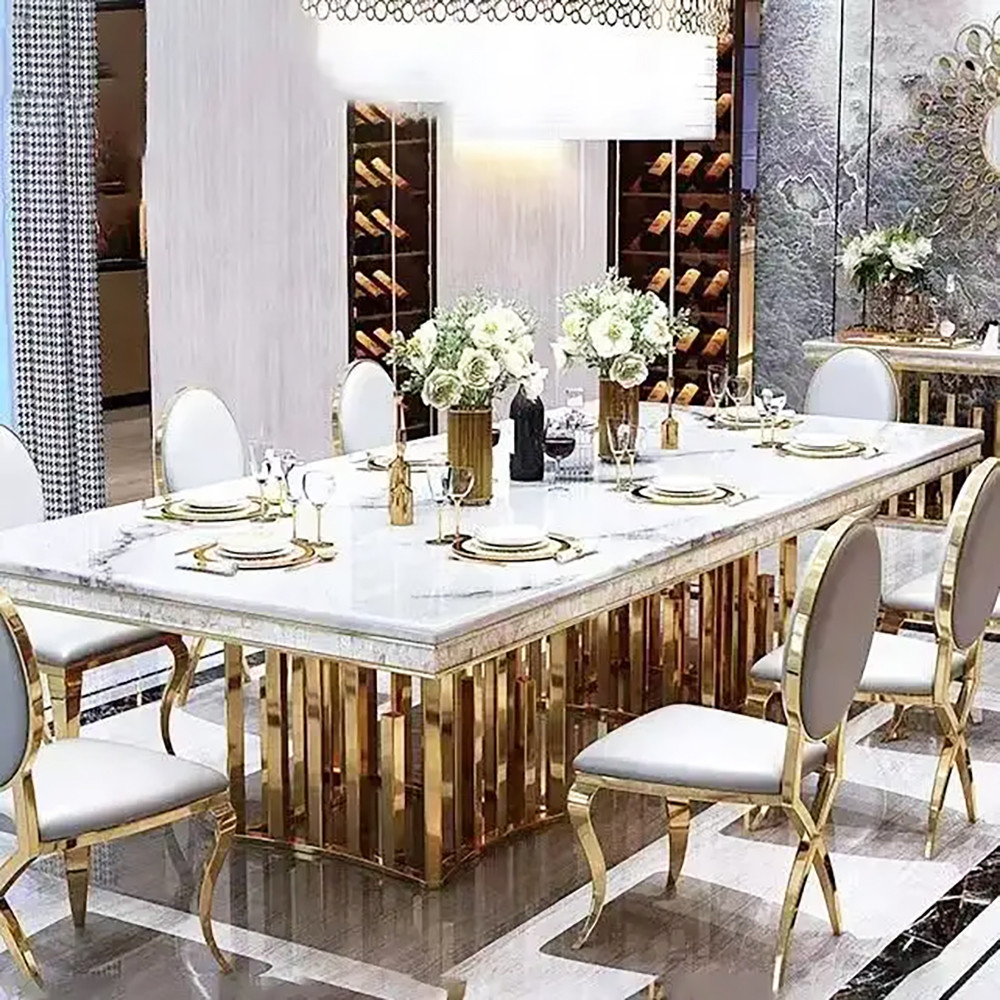 Marble Oversize Dining Table Luxury Rectangle Shape Medium Size