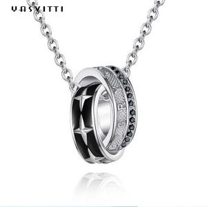 Wholesale Horsewhip Stainless Steel Jewelry 0.1oz 2.6ft Double Ring Pendant Necklace 316L from china suppliers