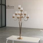 Circle Metal And Crystal Candelabra 10 Arms 3 Arm Gold Wedding Centerpieces