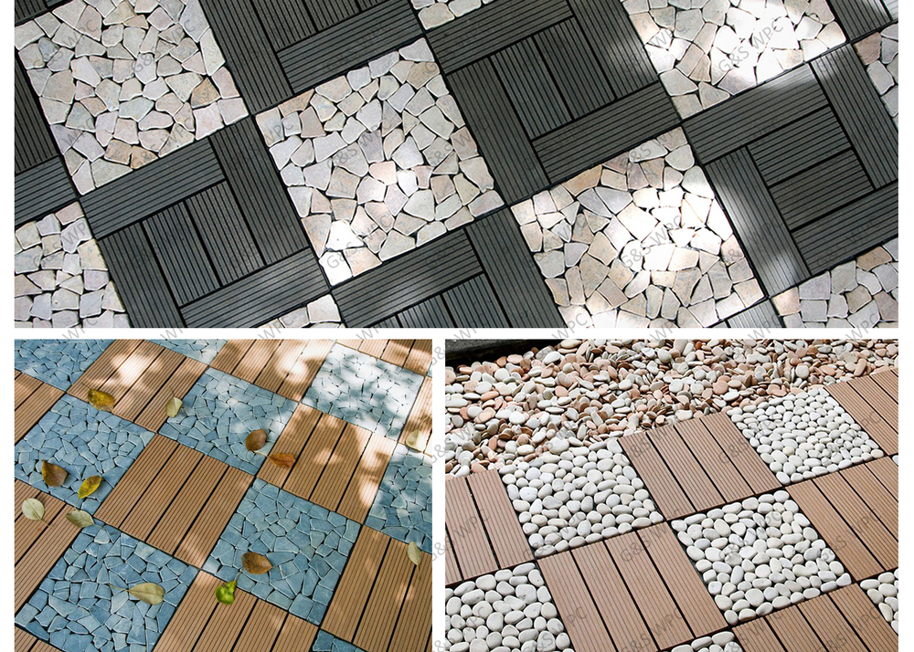 300 X 300MM Fireproof Wpc Timber Decking Wood Plastic Composite Tiles 23MM