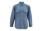 Men's 100%Cotton Chambray Blue Work Shirt Long Sleeve Chest Pockets Detailed
