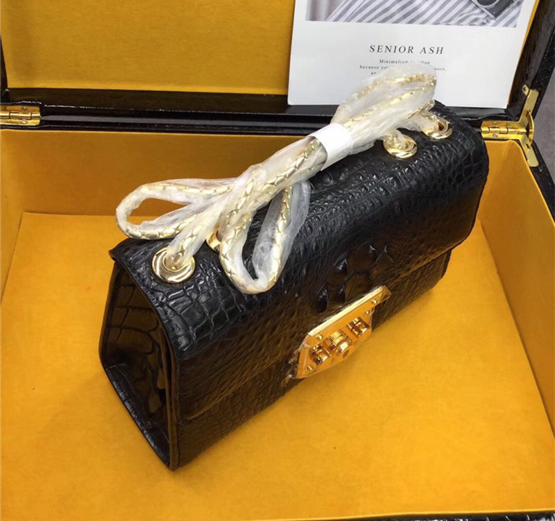 Exotic Crocodile Skin Women's Small Purse Genuine Alligator Leather Lady Flap Bag Chain Belt Female Cross Shoulder Bag