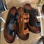 Black Brown Mens Soft Leather Slippers Anti Skid Men's Summer Sandals