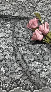 Wholesale Corded Mesh Lace Fabric Black Embroidered Lace Fabric Leafy Lace Embroidery Fabric from china suppliers
