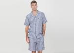 Anti Pilling Mens Luxury Sleepwear Woven Cotton Linen Yarn Dyed Pajamas Shorts