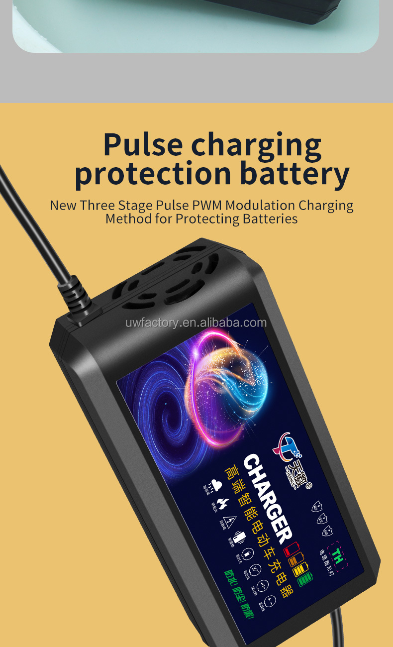 Private Mold 84v 96v 72 Volt 60 Lead Acid Battery Charger for E Bike 48v20ah 30ah 40ah 50ah 60ah Automatic Identification