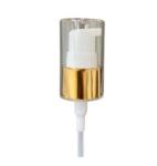 24/410 Lotion Pump Cosmetic Refillable Gold White Aluminum Plastic Smooth Cream