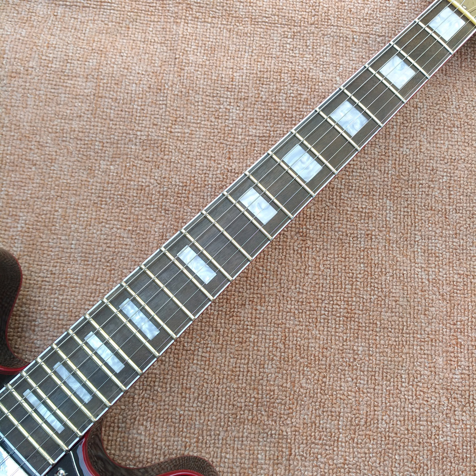 New high quality hollow body jazz 335 electric guitar, Maple top & back Dual tone output electric guitar, free shipping