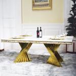 Light Luxury Stainless Steel Marble Square Ballroom Dining Table