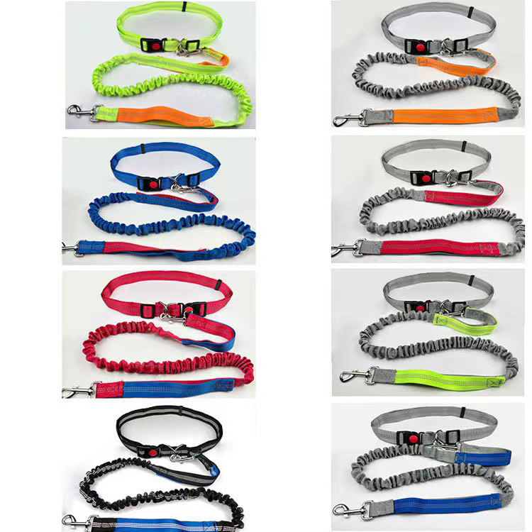 Adjustable Hands-Free Pet Dog Running Leashes Custom Logo Long Waist Double Nylon Rope