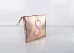 Natural Color Zipper Makeup Bag , rose gold makeup bag With Gold Foil Stamp Logo