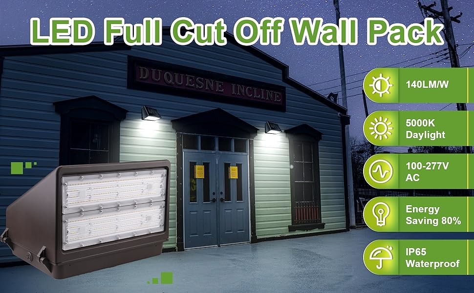 IP65 Outdoor LED Full Cutoff Wall Pack 140LM/W 3CCT Selectable