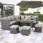 Patio Furniture Set Outdoor Sectional Sofa Conversation Set All Weather Wicker