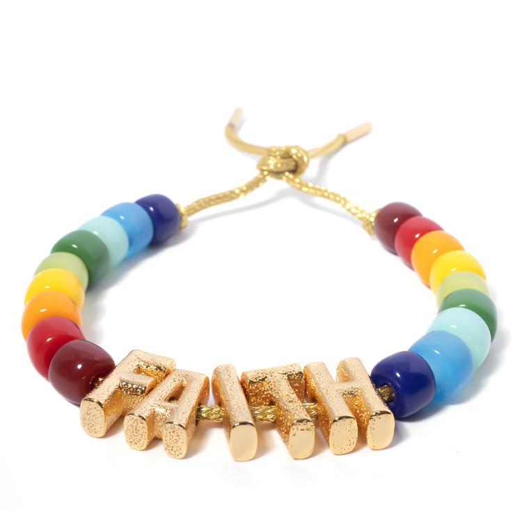 Initial Letter Bohemian Name Forte Beads Bracelet With 14k Gold Plated Brass Beads