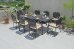 Black / Cream Rattan Aluminum Outdoor Dining Set
