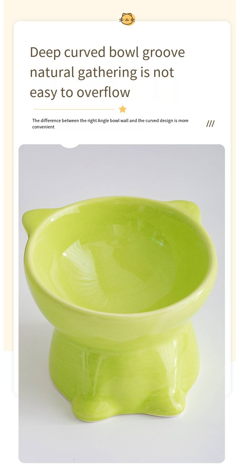 Pet Neck Guard Ceramic Elevated Cat Bowl Foot Diagonal Dog Bowl To Prevent Spilling Water And Food Bowl